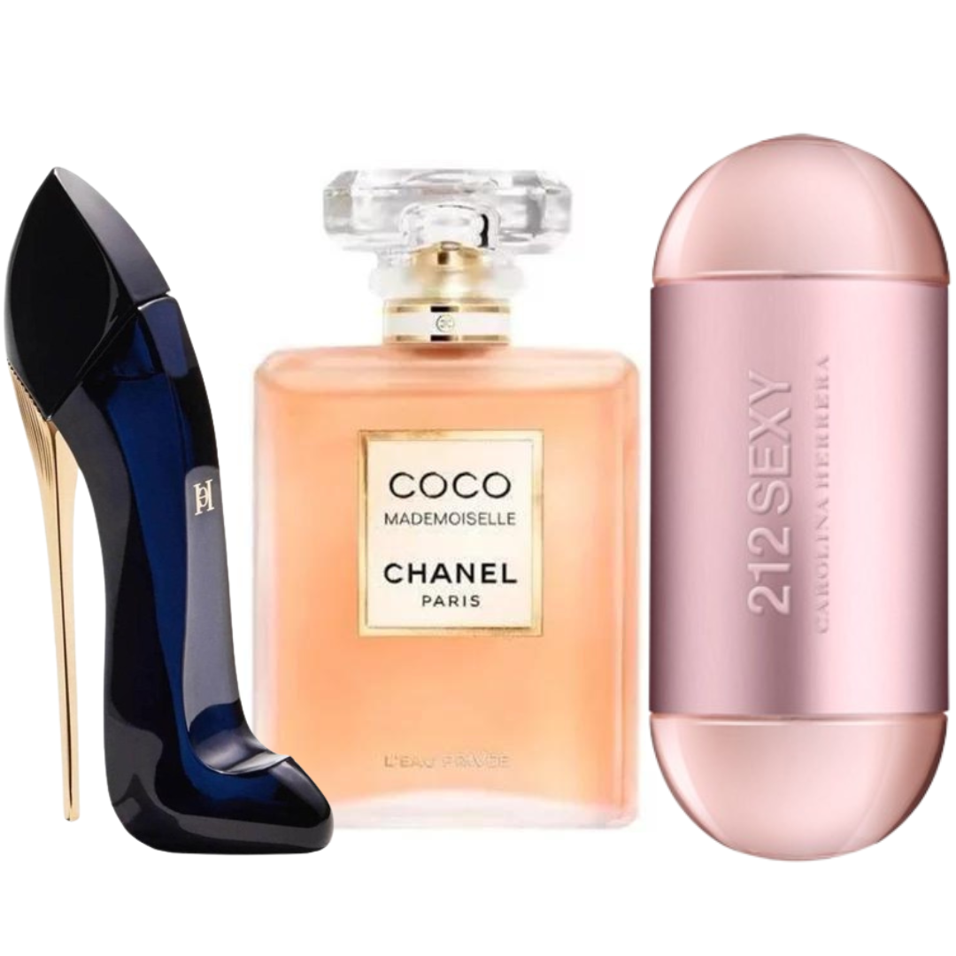 Mulher Inesquecível - Nosso Combo de 3 Perfumes -  212 VIP SEXY, Good Girl e COCO MADEMOISELLE [100ml]