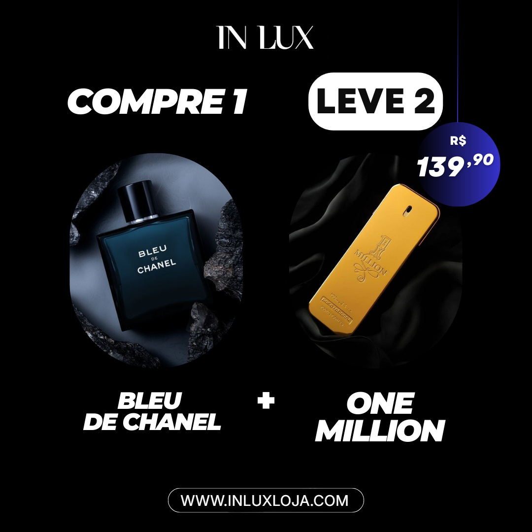 2 Perfumes Masculinos Importados (100ml) - 1 Million | BLEU (5 Anos Armazém do Perfume)